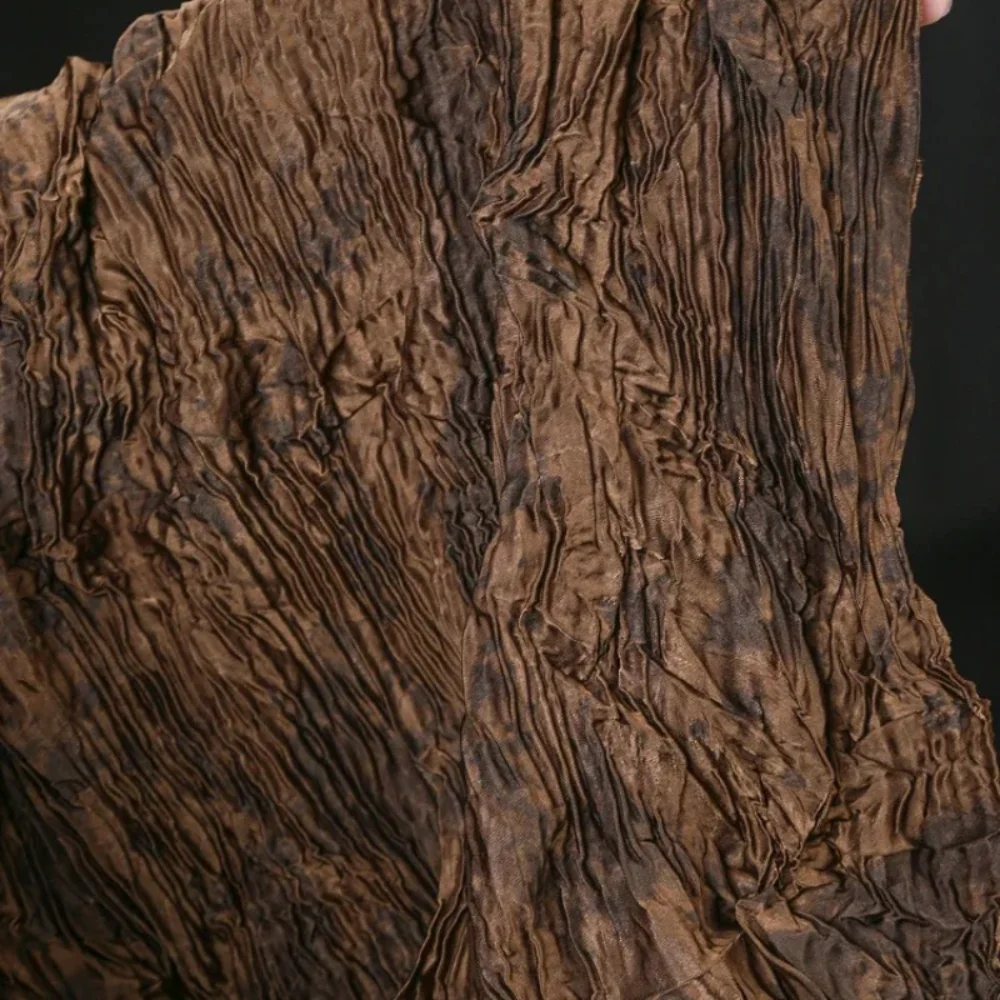 

Coffee Brown Pleated Fabric for Irregular Fashion Apparel Design wholesale cloth apparel sewing by meters diy material