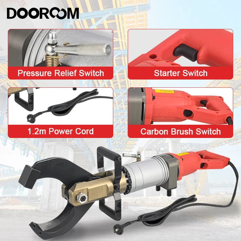 DOOROOM Hydraulic Battery Cable Cutter Tool Electric Hydraulic Cable Cutter Multifunctional Steel Strand Cutting Pliers A-120C