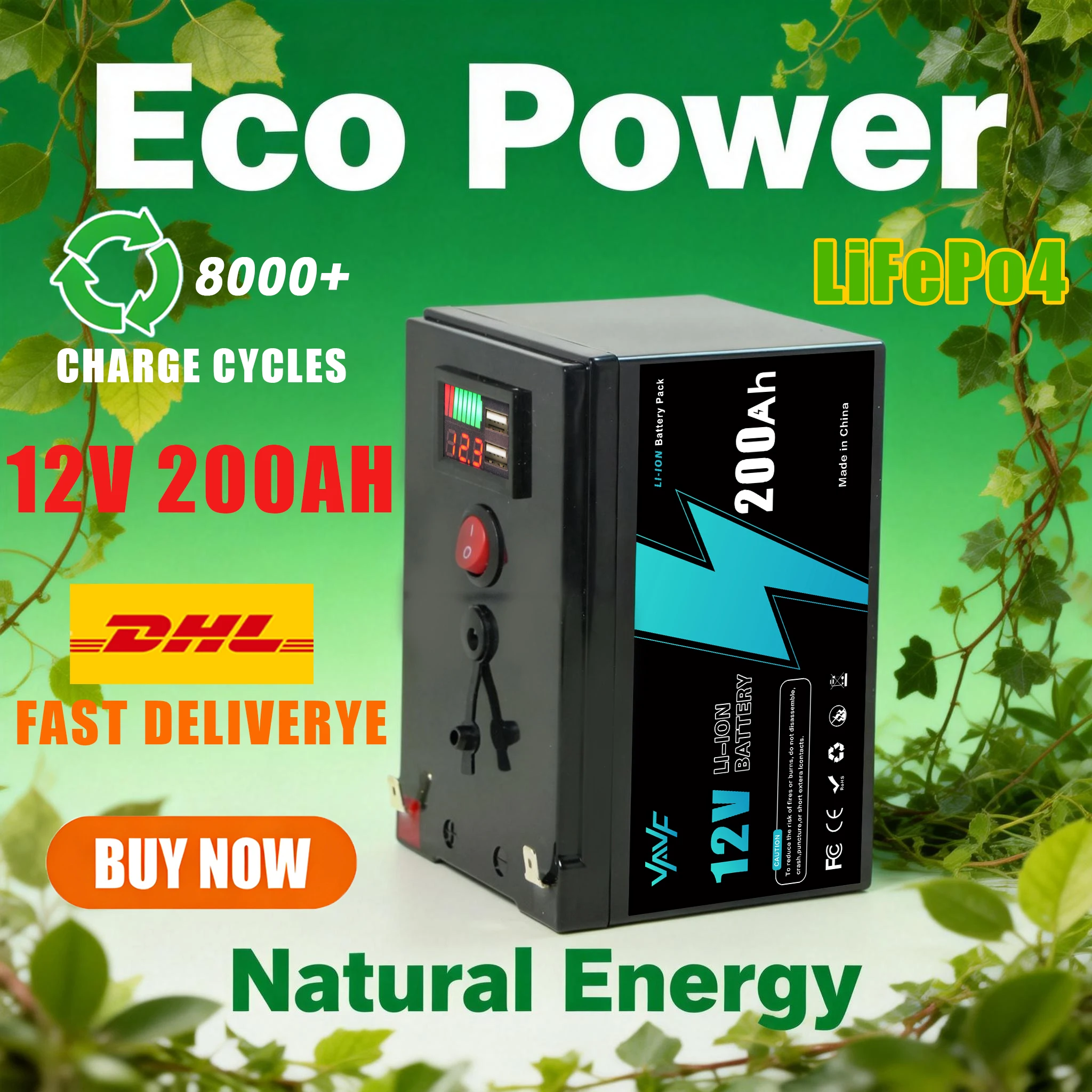 

Высокий велосипед ☁️ Литиевый ️ Аккумулятор 12 В 200 Ач LiFePO4 Deep Cycle Battery Lron Phosphate, идеально подходит для автономной солнечной батареи, кемпинга и автофургона