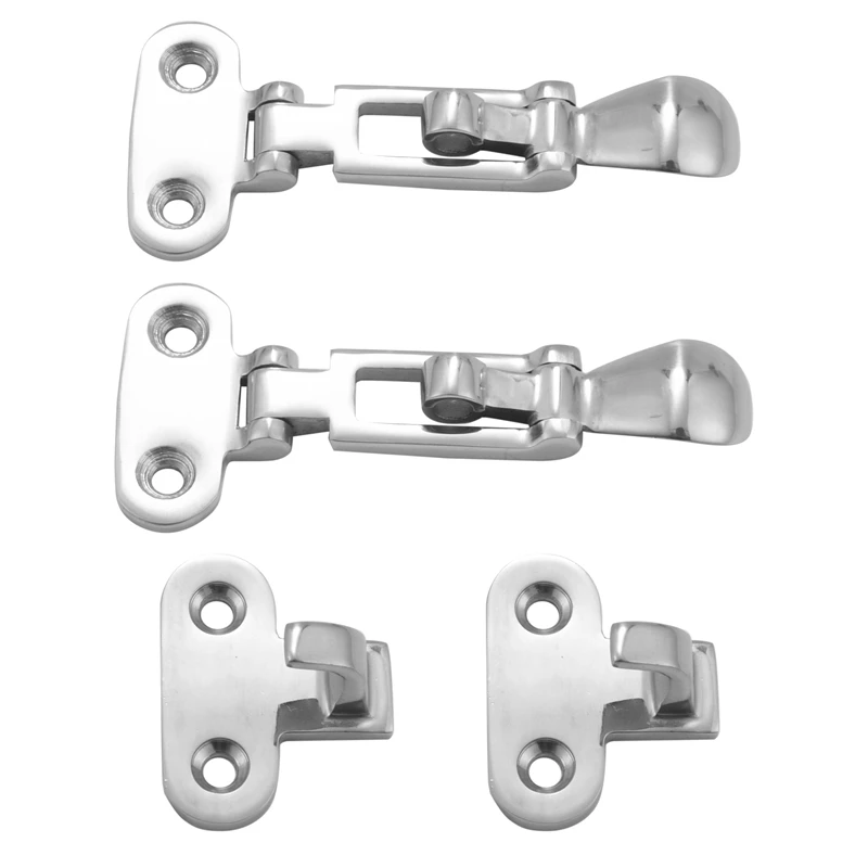 2Pcs Marine Boat Deck Lock Hasp 316 Stainless Steel Lockable Hold Down Clamp Anti-Rattle Latch Fastener Boat Yacht Accessory