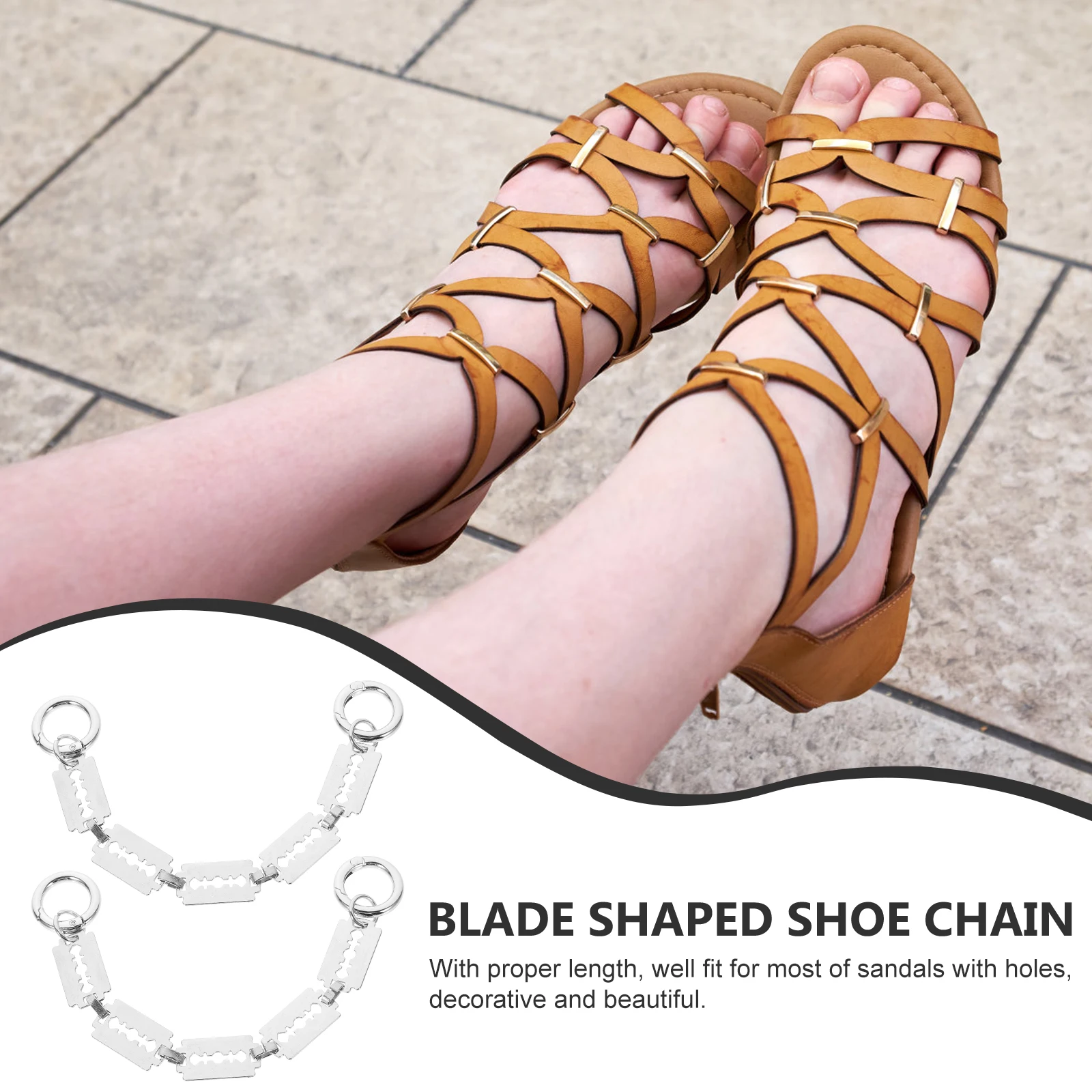 

2pcs Chain Punk Style Dark Shoes Decoration Accessories for Hole Shoe Charms For Men Shoes Durable Alloy Perfect Gothic
