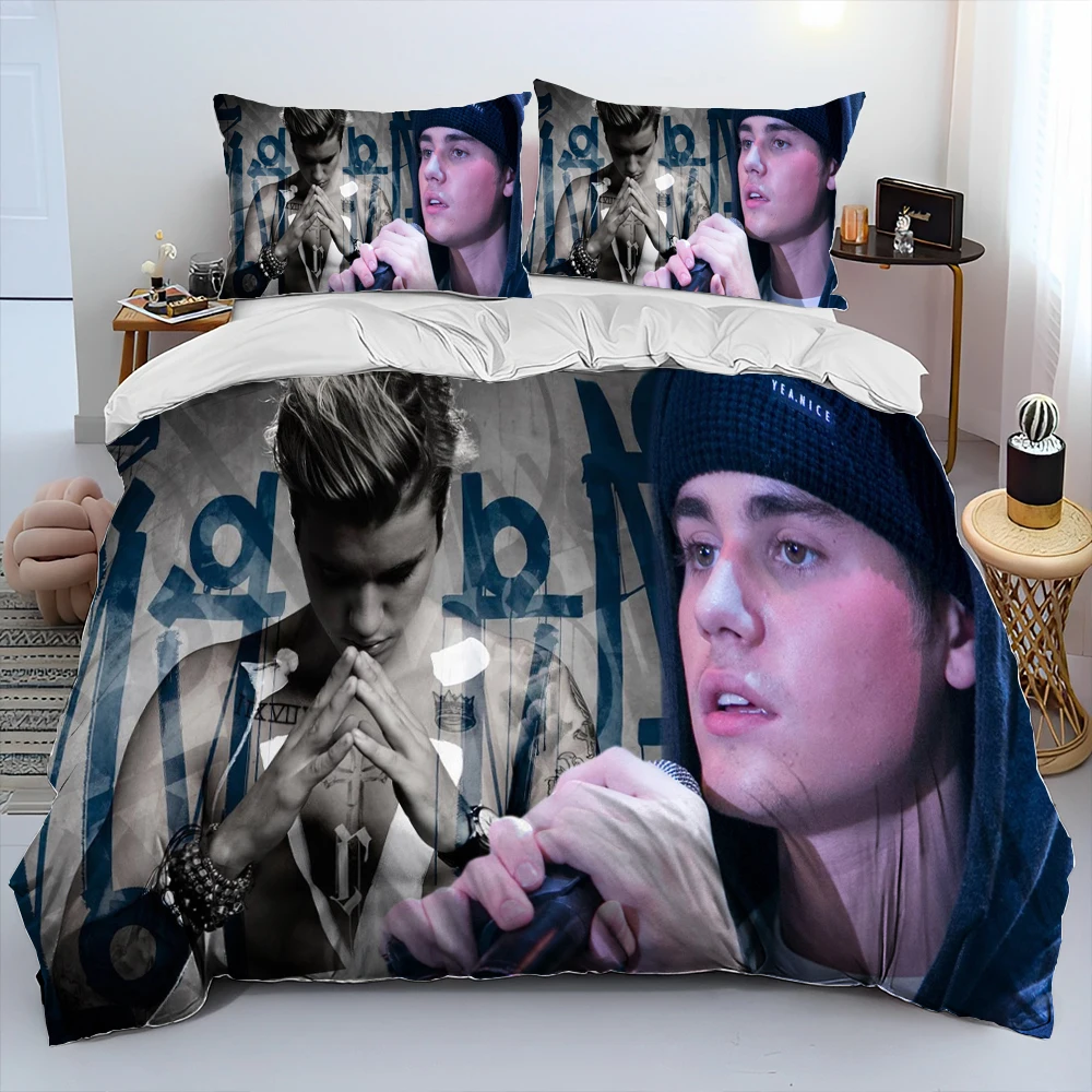 Popular Singe Justin Bieber JBiebs Comforter Bedding Set,Duvet Cover Bed Set Quilt Cover Pillowcase,king Queen Size Bedding Set