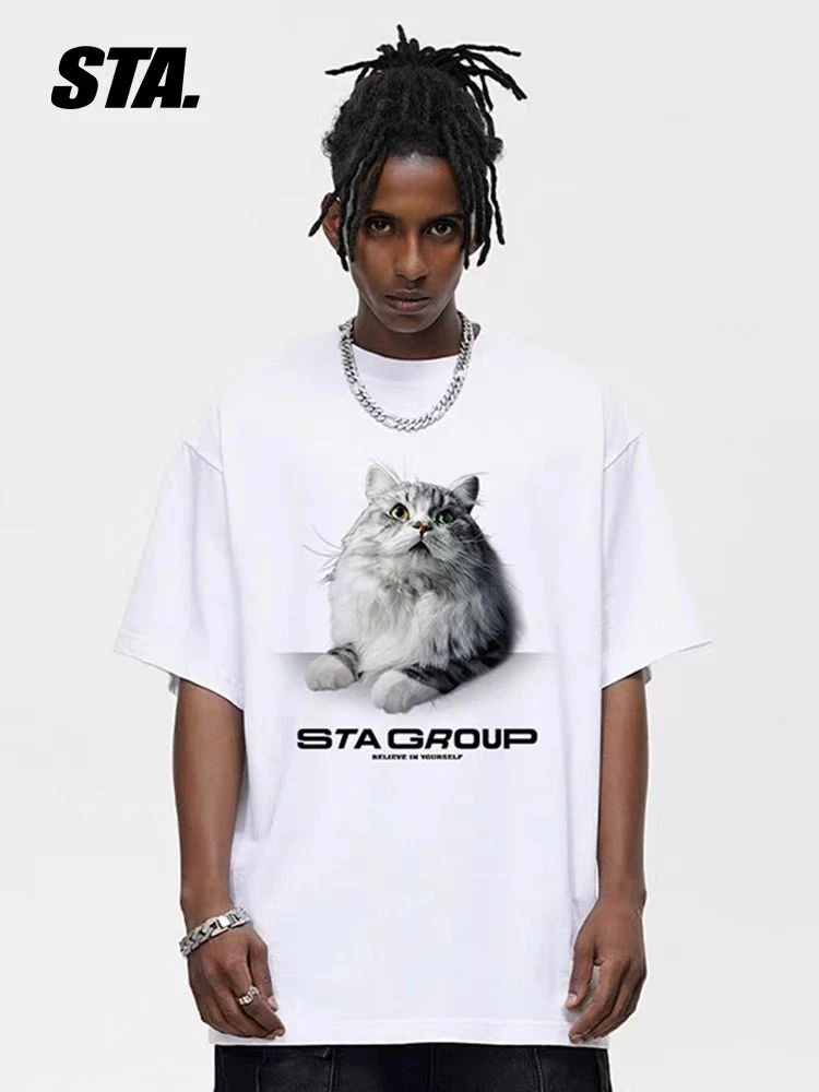 

New American Summer Streetwear Brand Hip-hop Print Short-sleeved Y2K Men's and Women's Round-neck Loose T-shirts