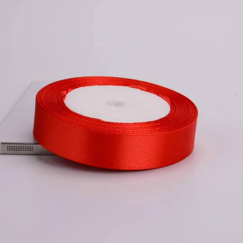 25Yard/rulo 6mm-75mm kırmızı saten kurdele yay zanaat düğün dekor hediye sarma Scrapbooking malzemeleri DIY ambalaj malzemesi