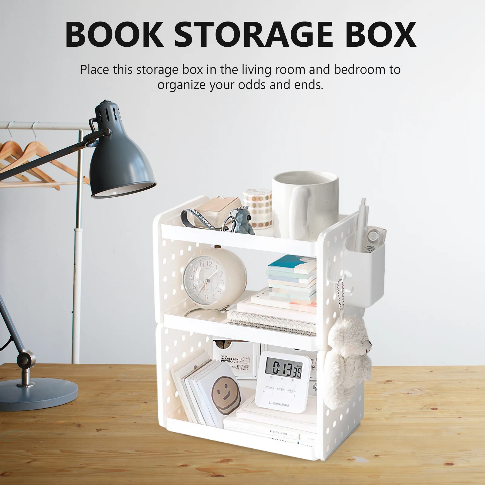 

PP Desktop Book Rack Organizer Vertical File Holder Office Magazine Shelf Storage Desk Organizer Dorm Small Desk Shelf