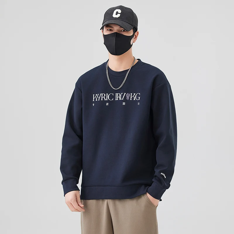 

Trendy round Ne Long Sve Letter Print Sweatirt Men's Loose Base irt Spring Autumn Casual Comfortable Cotton Polyeste...