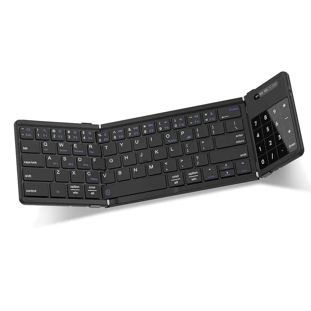 

AUSDOM Sofkeys Air3 Foldable Bluetooth Keyboard,Wireless Portable Keyboard with Touchpad,Numeric Keypad for Android Windows iOS