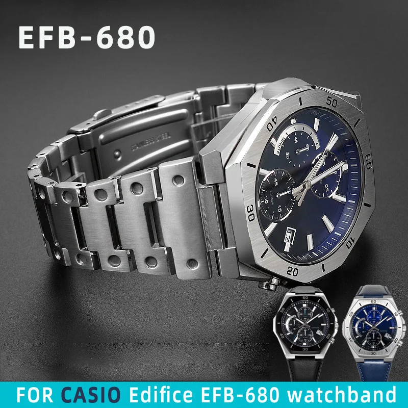 Solid stainless steel metal watch strap 14mm For Casio watch Edifice series EFB-680  Bracelet strap accessories wristband