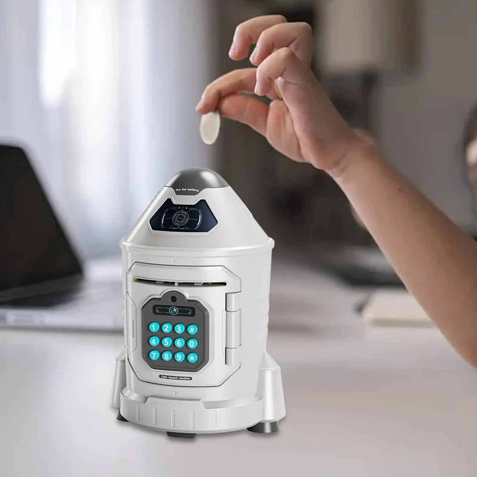 بنك النقود لمهرجان Rocket Piggy Bank للتطوير المبكر للأولاد والبنات والأطفال باللون الأزرق