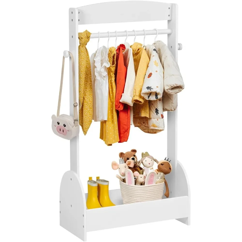 Children's Wardrobes, Kids Dress Up Rack, Open Hanging Armoire Closet, Clothes Storage Rack Wood Standing Closet