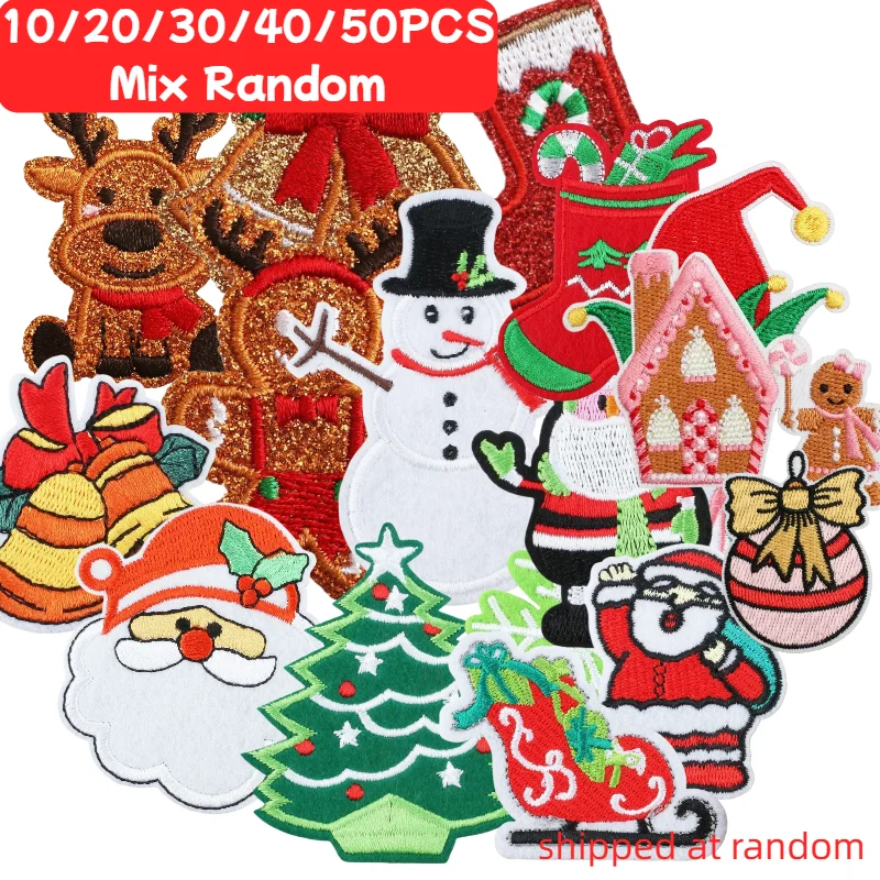 Elk Bugle Call - 10/20/30/40/50pcs Ramdon Christmas Embroidery Patches Bulk