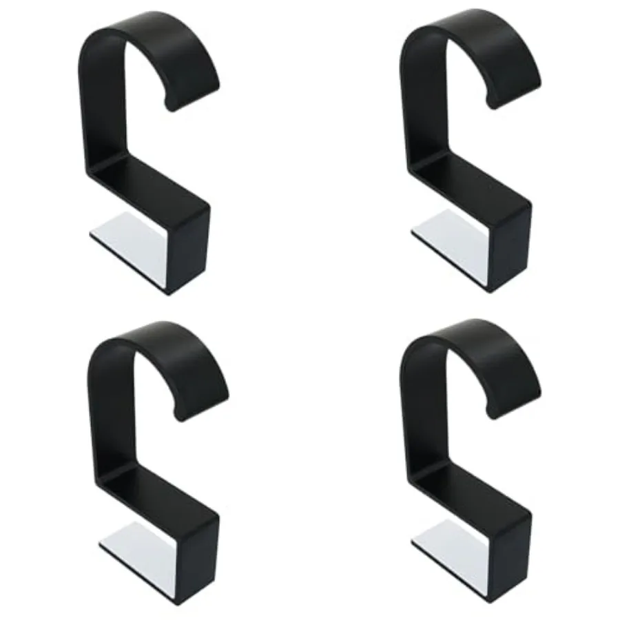 4PCS Black Aluminium Alloy Table Edge Hook 100x48mm Wallet Hook Holder for Hanging Umbrellas Key Cup Earphones