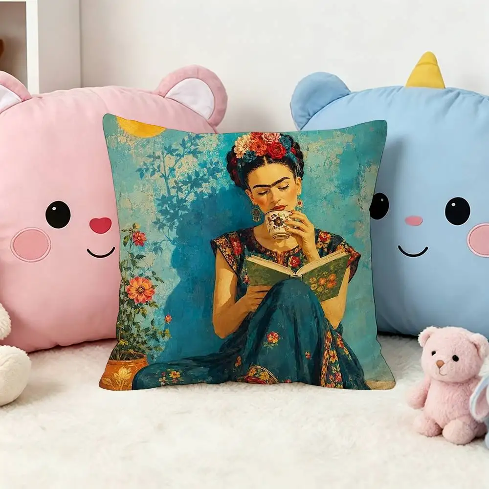Hot F-Frida K-Kahlo Art Square Pillow Case Multi Sizes For Car Home Bedroom Decor Custom Valentine Gifts