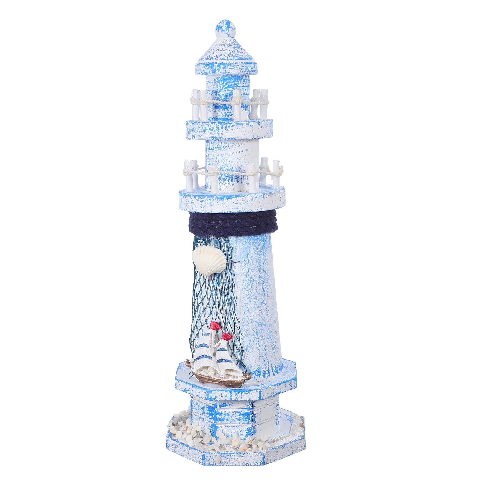 

Mediterranean Lighthouse Decor Vintage Rustic Tabletop Sculpture Coastal Nautical Home Room Display