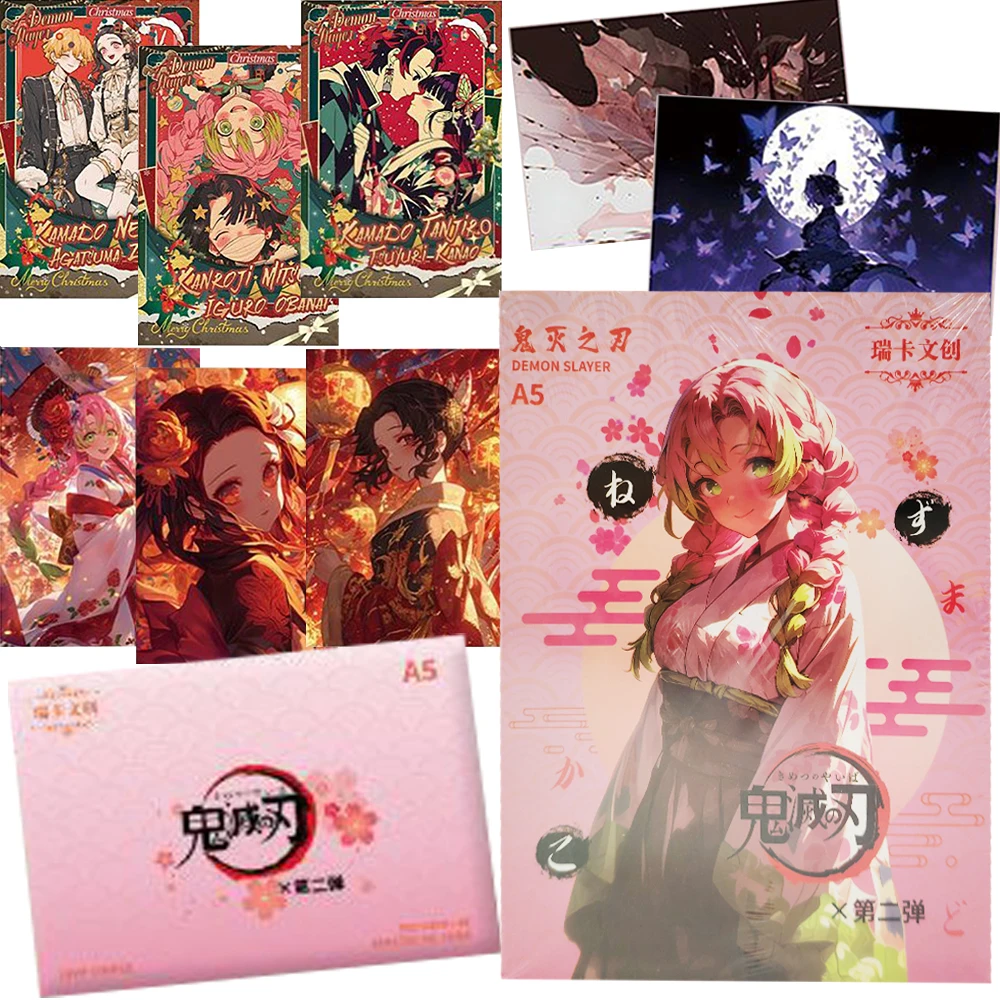 

Demon Slayer A5 Color Paper Collection Cards Anime Beautiful and Charming Girl Pure White Flower Wedding Cards Fans Special Gift