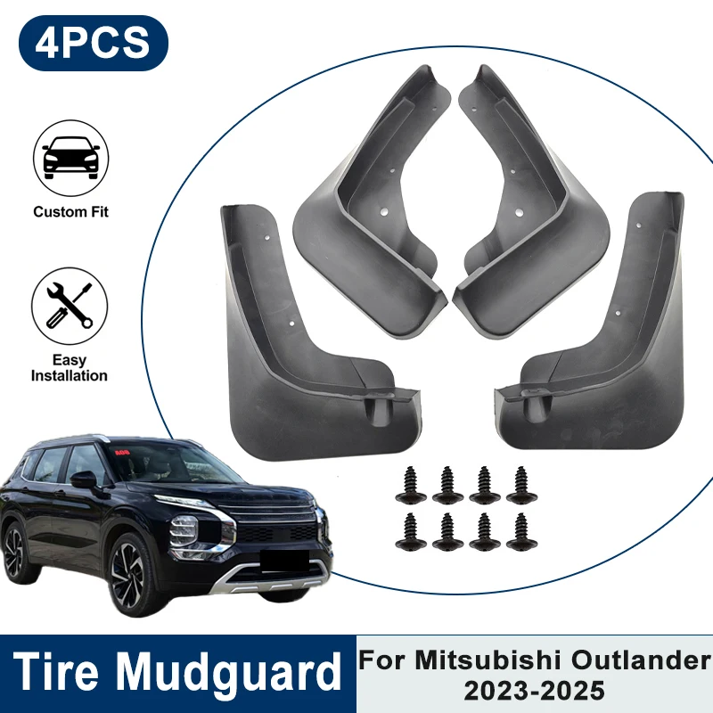 

4PCS Waterproof Car Mud Flaps For Mitsubishi Outlander 2023 2024 2025 Anti-Splash Mudguards Fender Trim Auto Accessories