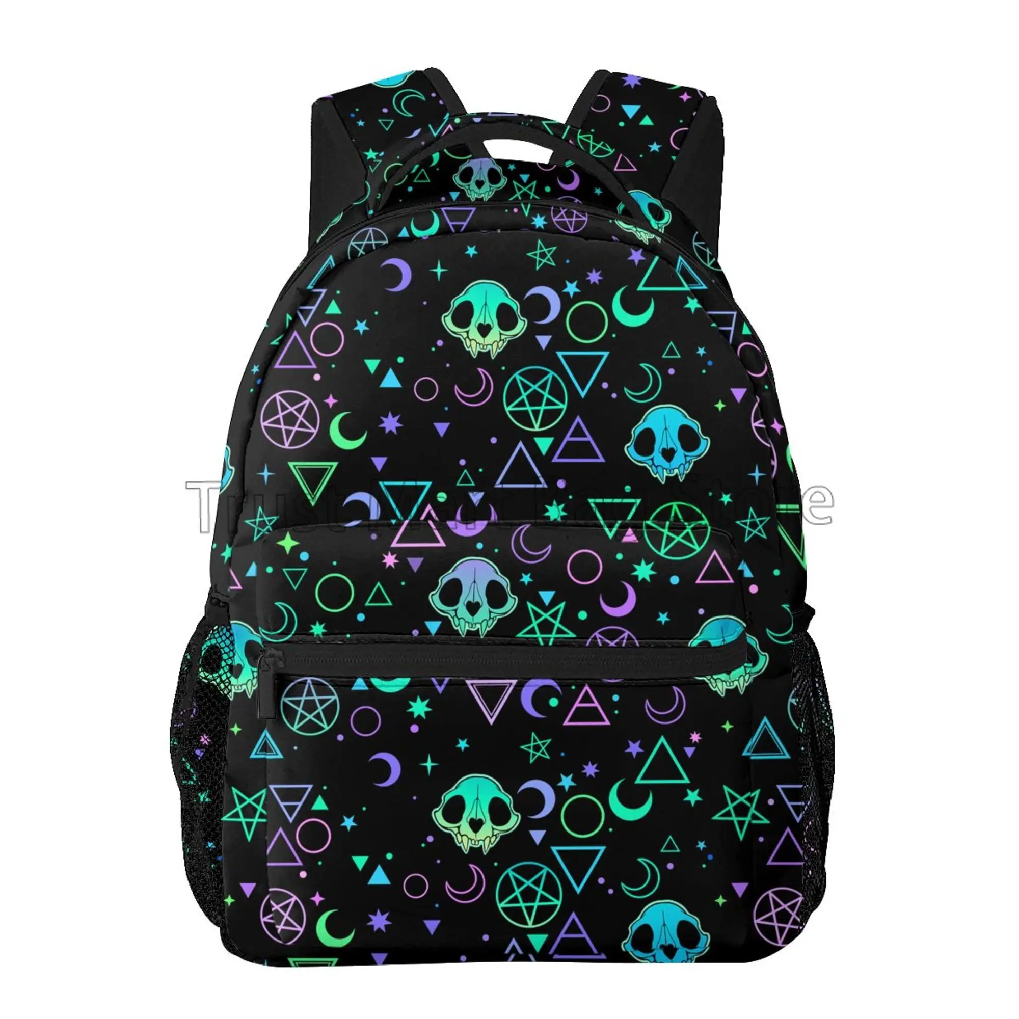 Magic Skulls Print Laptop Backpack Unisex Travel Hiking Camping Daypacks Student School Book Bag Large Casual Shoulder Bags