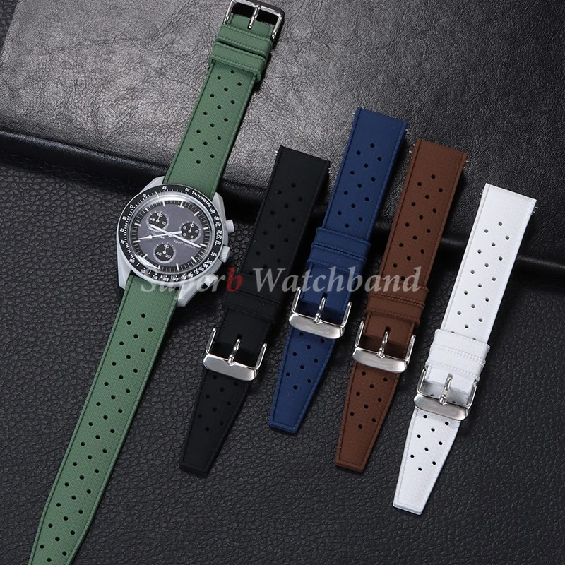 Tropical Silicone Watch Band Quick Release Strap 18mm 20mm 22mm for Oris for Seiko for Citizen Rubber Tropic Smart Watch Straps