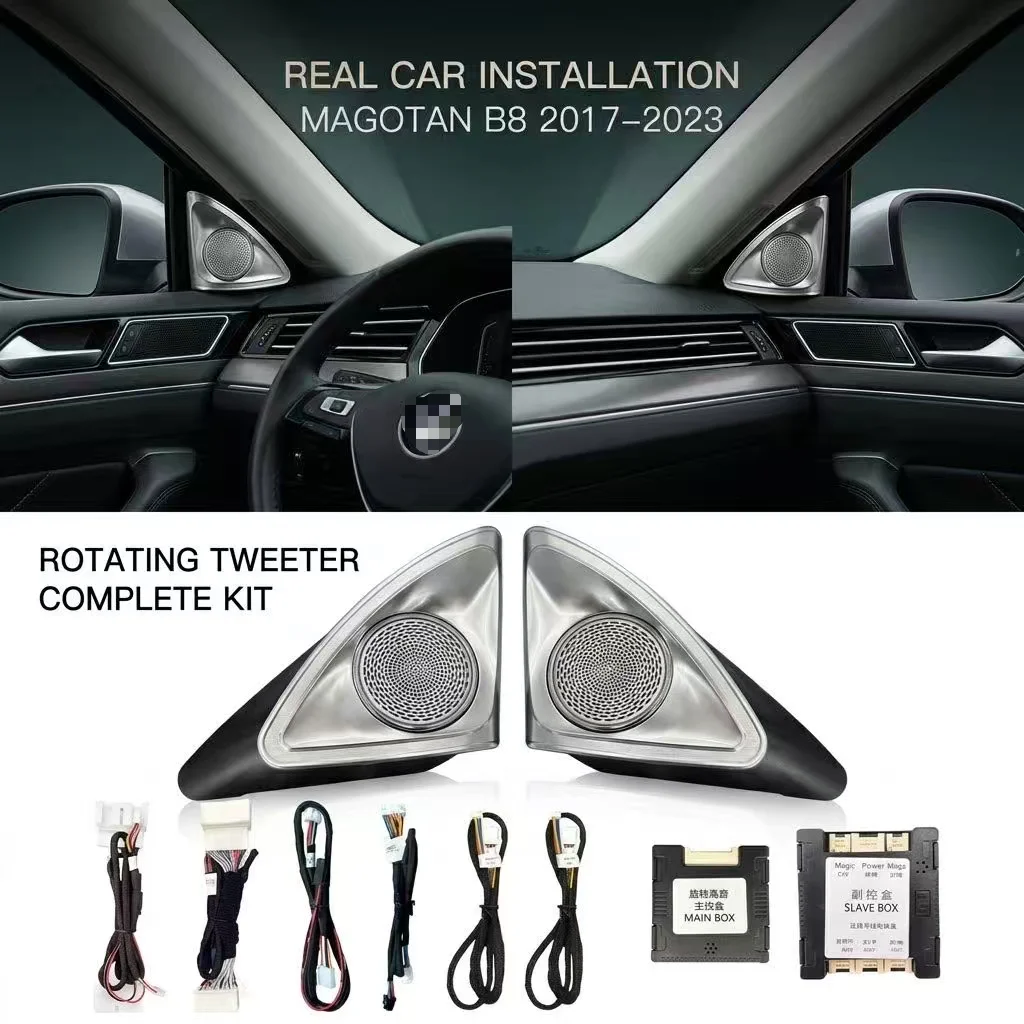 Rotating Tweeter For Volkswagen Magotan B8 2017-2023 Front Door Triangle Speaker Cover High Frequency Audio Upgrade Complete Kit