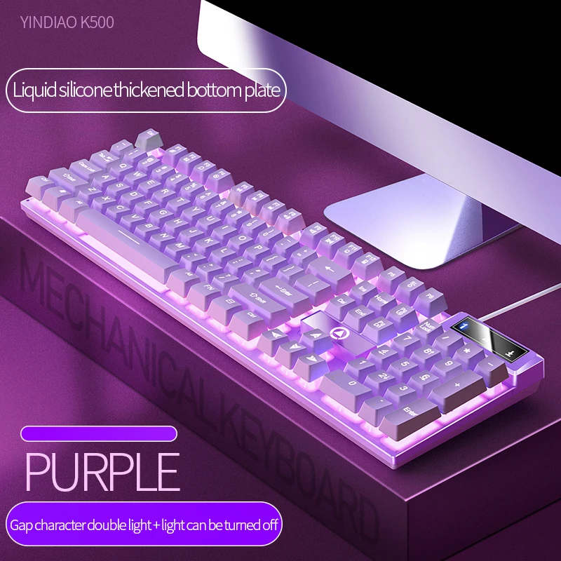 Whxmsh Gaming-Tastatur mit 104-Tasten, kabelgebundene Tastatur, farblich abgestimmt, Hintergrundbeleuchtung, mechanisches Gefühl, Computer-E-Sport-Peripheriegeräte für Desktop-Laptops 10
