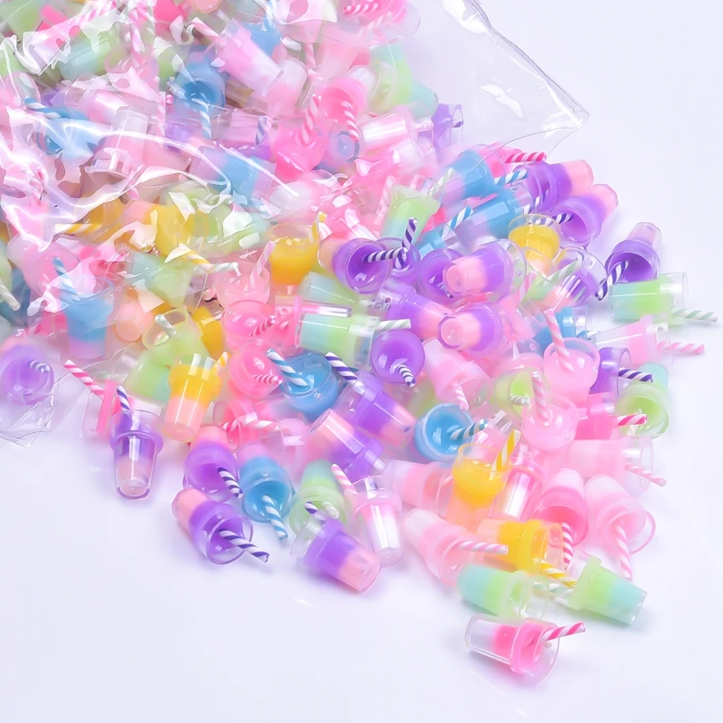 20/40/60개 3D 여름 과일 음료 병 펜던트 랜덤 믹스 쥬얼리 제작 펜던트 DIY 키체인 목걸이 액세서리