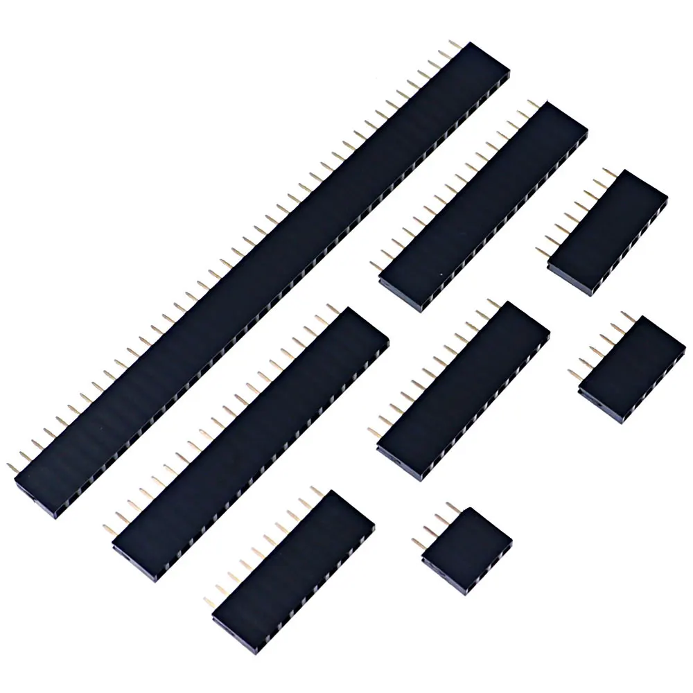 120pcs 4P 6P 8P 10P 12P 16P 20P 40Pin 2.54mm Pitch Straight Single Row PCB Board Female Pin Header Socket Assortment Kit