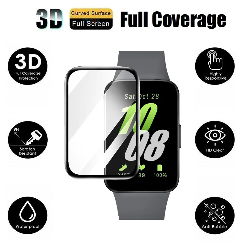 3PCS 3D Curved Edge Screen Protector for Samsung Galaxy Fit3 Smart Watch Full Cover HD Clear Soft Protective Film