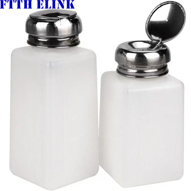 Botella de alcohol de tipo prensado, bomba gruesa de 120ml, 200ml, 250ml, 500ml, herramientas FTTH de limpieza de fibra, eliminador de pulido anticorrosivo
