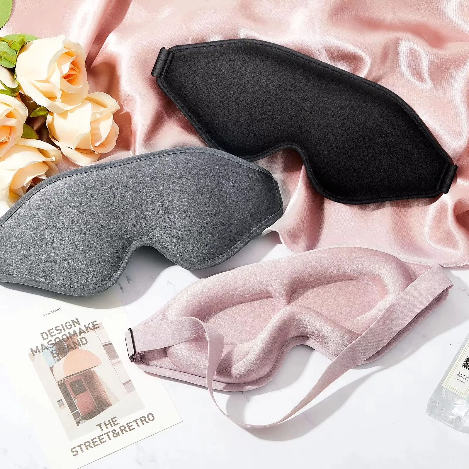 3D Sleep Mask Blindfold Soft Memory Foam 99% Blockout Light Sleeping Aid Eye Cover for Deep Sleep and Relaxation