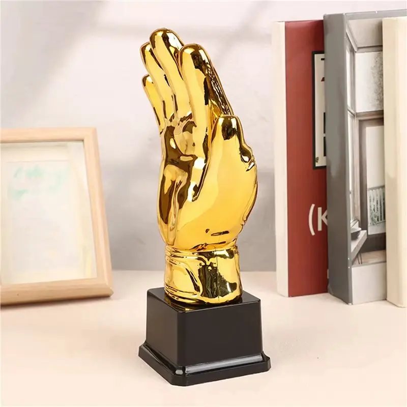 【Price Drop !!】2X Football Trophy Goalkeeper Trophy Gloves Shape Large Gold Trophy Cup For Match Sports Spelling Bee