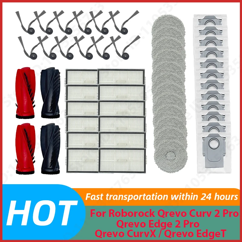 

For ( Roborock Qrevo Curv 2 Pro / Qrevo Edge 2 Pro / Qrevo CurvX / Qrevo EdgeT ) Main Brush Filter Mop Bag Accessories