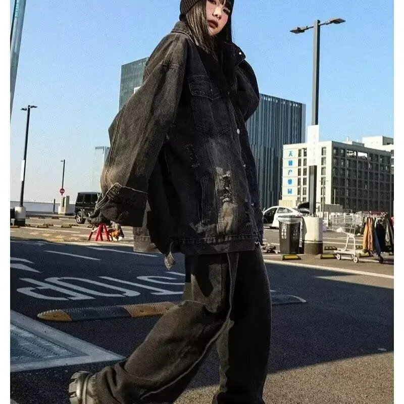 

Мужская джинсовая одежда Waed Jaet в стиле пэчворк Cool Street Sle, американская рабочая одежда в стиле ретро Jaet Stand Fit Long Sve Youth Faion