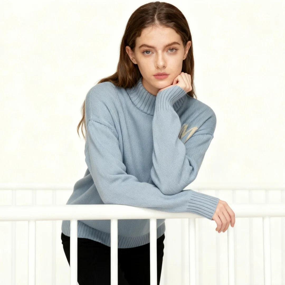 Moda urbana malha jacquard carta padrão oversized unisex pulôver manga longa aconchegante conforto wear para diariamente