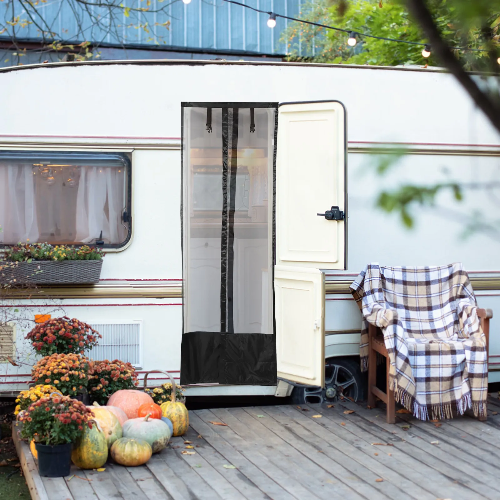 

Mesh Rv Door Sun Shade Curtain 79x28 Inch Full Coverage for Camping Trailers Breathable Heat Reduction Glare
