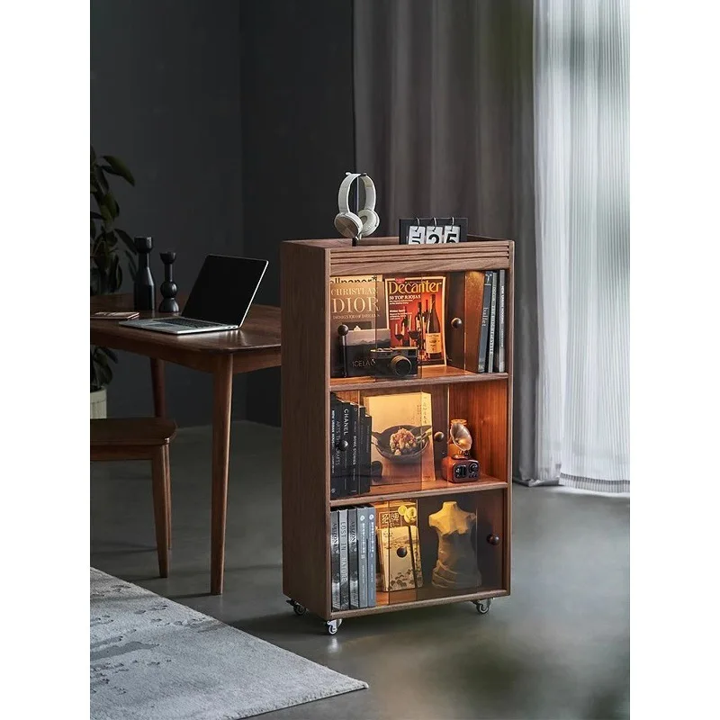 Bookcase Vintage Living Room Display Cabinet Household Magazine Solid Wood Locker
