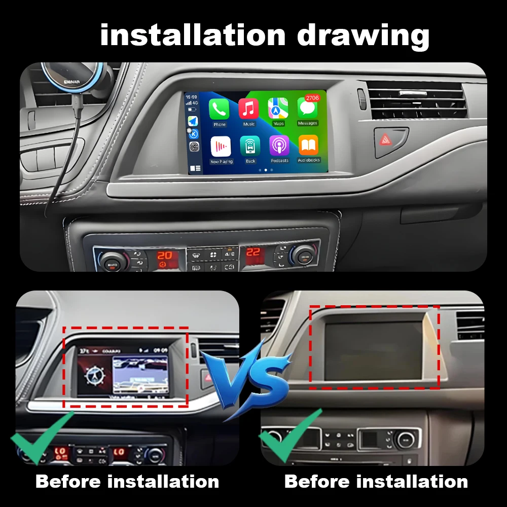 Kabelloses CarPlay 7 Zoll Android OS Autoradio für Citroen C5 X7 2008-2017 Intelligentes Multimedia-Touchdisplay DSP Navigation GPS – Detail 1