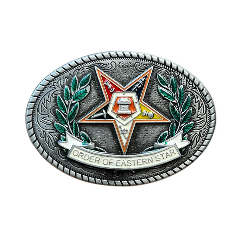 Zinc alloy five-pointed star belt buckle with western style