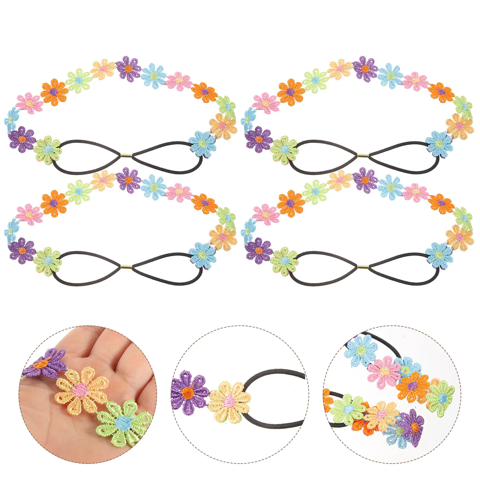 

6 Pcs Rainbow Flower Headband Stretchy Hair Accessories Girl Headbands