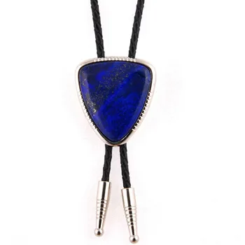 Cheapify Dropshipping Western Cowboys Cowgirls Faddish Inverted สามเหลี่ยมที่มีสีสัน Agate ของแท้เชือก Bolo Tie สำหรับบุรุษ