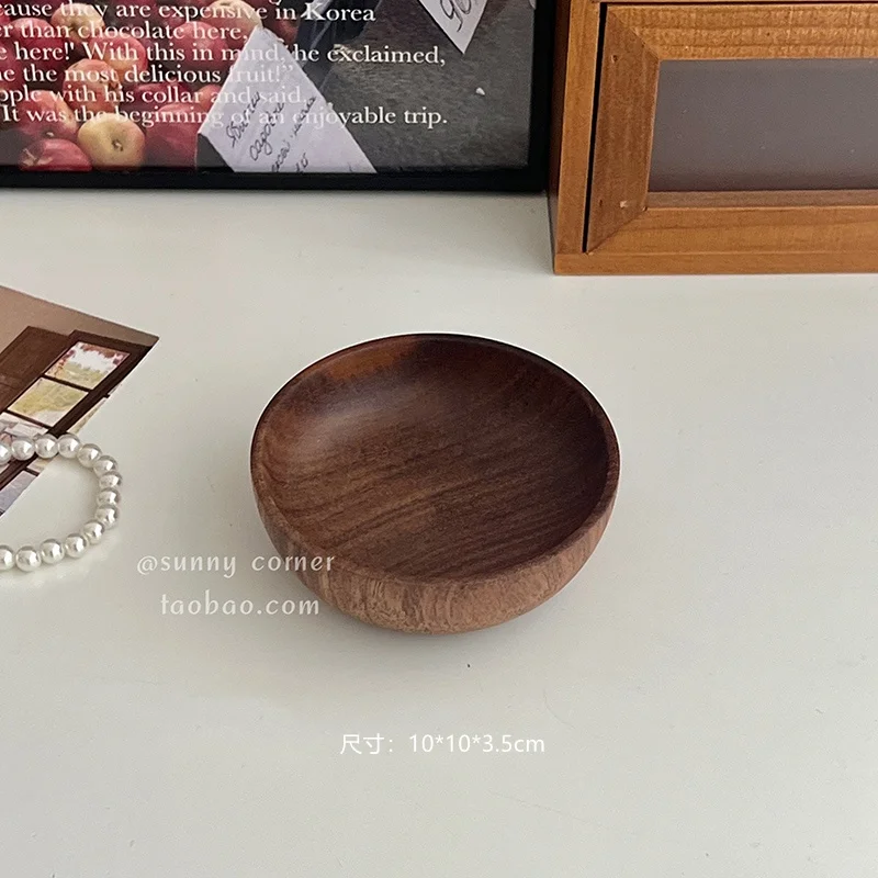 Walnut Wooden Desktop Organizer Trendy Small Storage Tray Jewelry Key Holder for Entryway Household Items