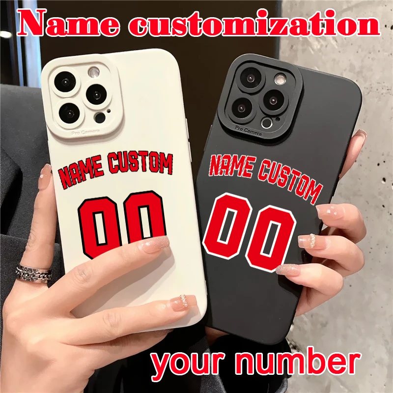 Custom Basketball Number Name Letter DIY Case for iPhone 11 13 12 14 15 16 Pro Max Cover Silicone Funda for iPhone 16 Plus XS XR