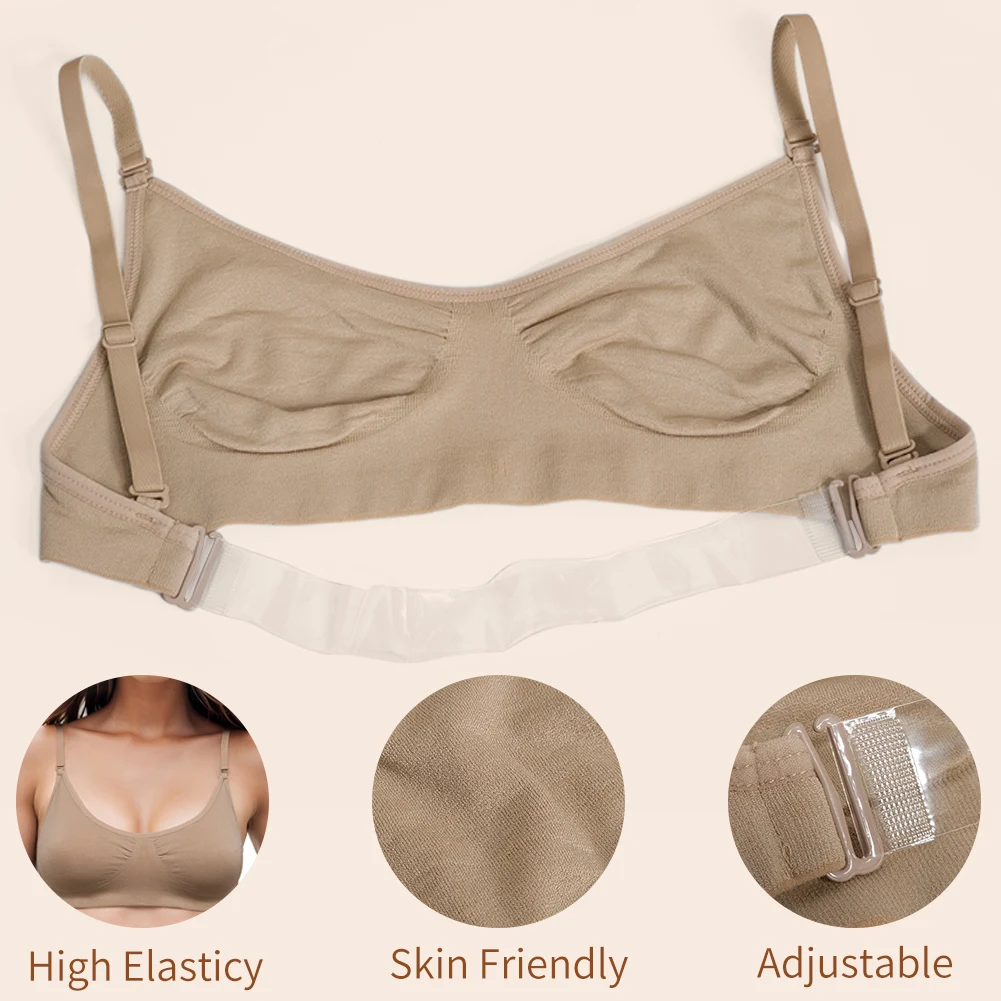 CYHWR Women\'s Beige Color No Wire Padded Removable Strap Bra Underwear Comfortable Solid Underwear Lingerie