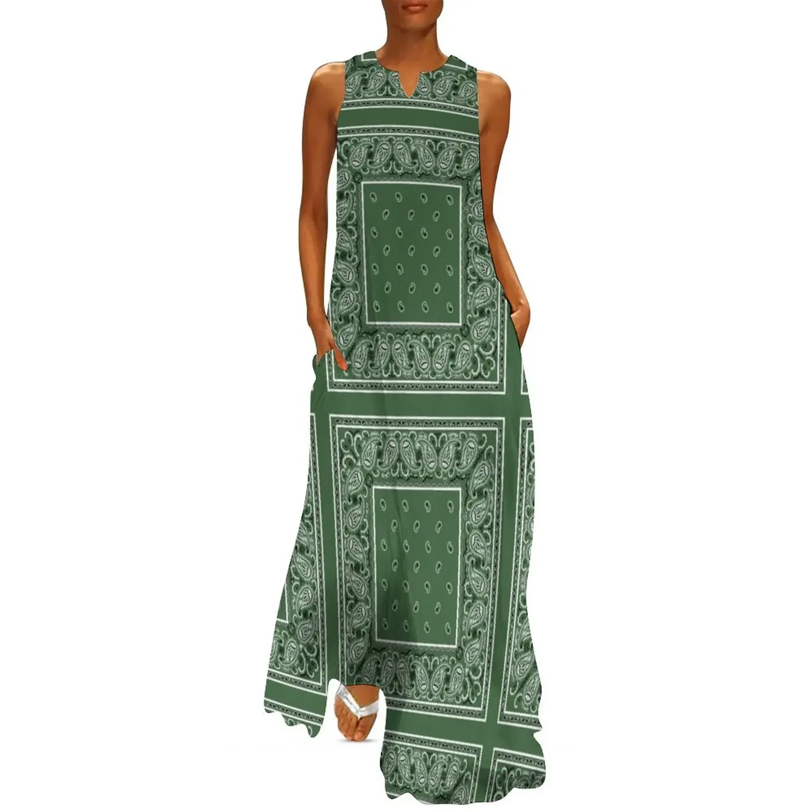 

Green Bandana Long Dress summer dress woman 2025 trendy party dresses women Dress