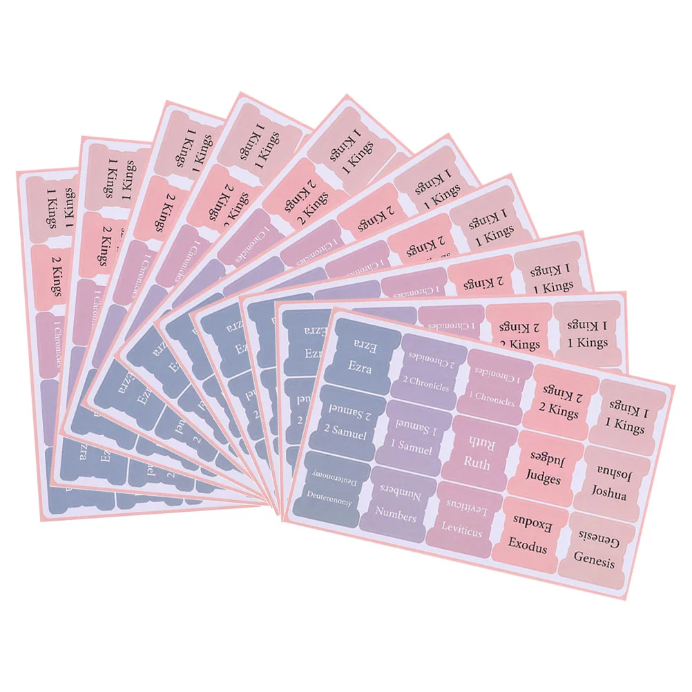 10 Sheets Bible Index Tags Tabs Book Labels Mini Small Study Supplies Coated Paper Accessories Miss