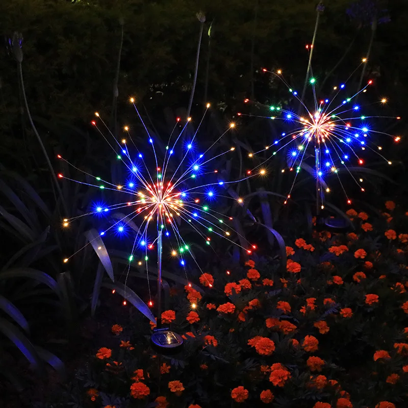 NEW Solar Fireworks Lights Outdoor Waterproof Solar Garden Lights 8 Lighting Modes With Remote Control Decorations Light