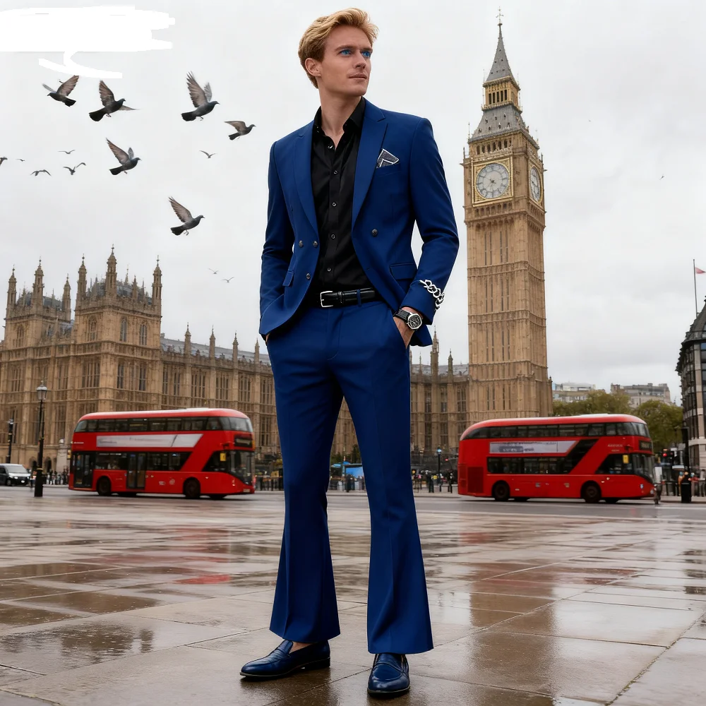 

Men's Two-Piece Suit Monochromatic Tern Casual Elegant High-Quality New Banquet Ready Fashionable Ensemble