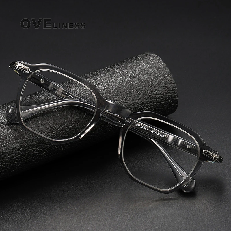 Acetate Titanium Glasses Frame Men 2023 Vintage square Prescription Eyeglasses frames Women Optical Spectacles Korean Eyewear