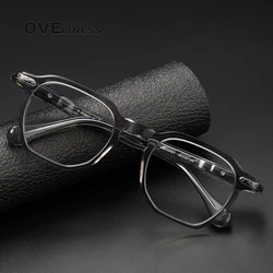 Acetate Titanium Glasses Frame Men 2025 Vintage square Prescription Eyeglasses frames Women Optical Spectacles Korean Eyewear