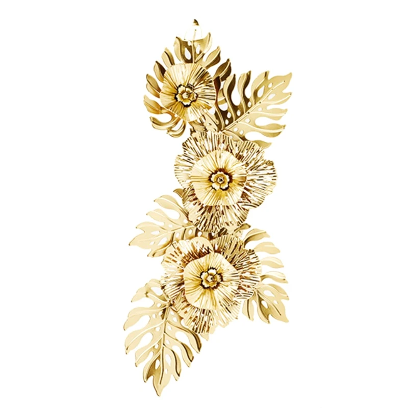 나뭇잎 금속 벽 장식 벽 조각 장식, 럭셔리 다리미 행잉 아트워크, 기념일 거실 선물, 집, 52.5x21cm