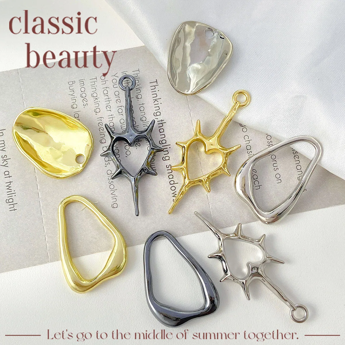 

10pcs Handmade Love Heart Pendant Charms Irregular Silvery Color Pendants Necklace Earrings Connectors Diy Jewelry Making